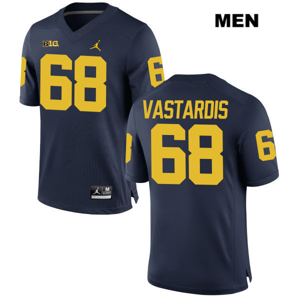 Men's NCAA Michigan Wolverines Andrew Vastardis #68 Navy Jordan Brand Authentic Stitched Football College Jersey JK25Y77WH
